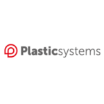 Logotyp med röd ikon och grå text "Plastic Systems"