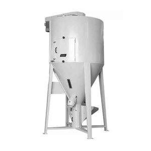 Product photo of white plastic granule mixer from Plastic Systems.